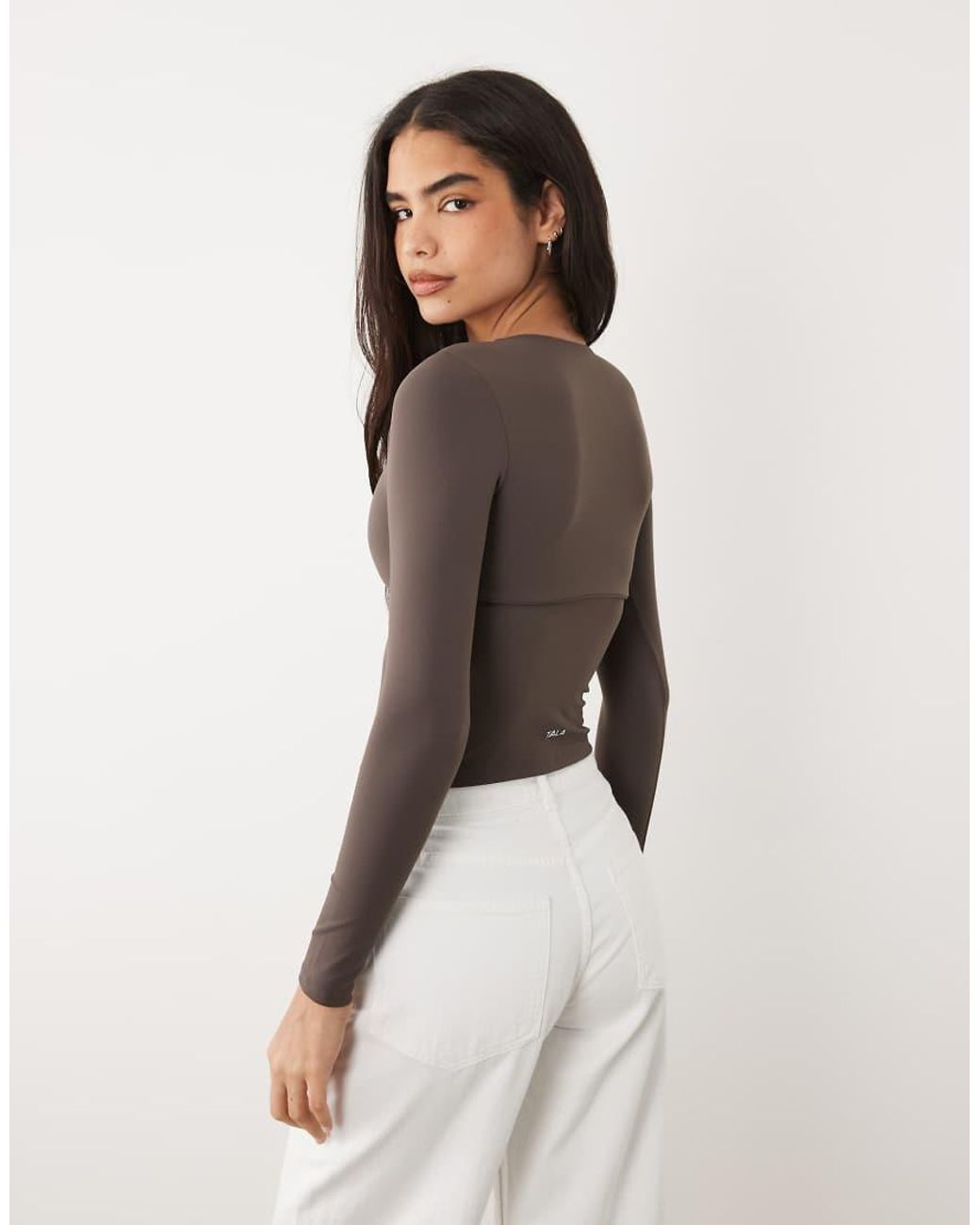 Tala Gray Dayflex V-neck Long Sleeve Top