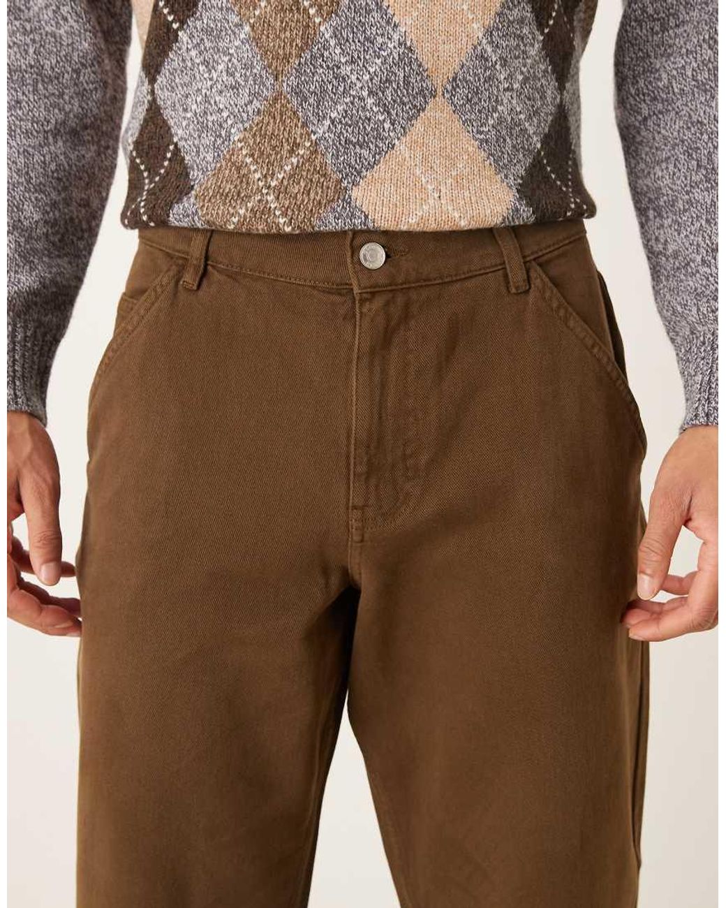 ASOS Natural Relaxed Tapered Fit Jeans for men