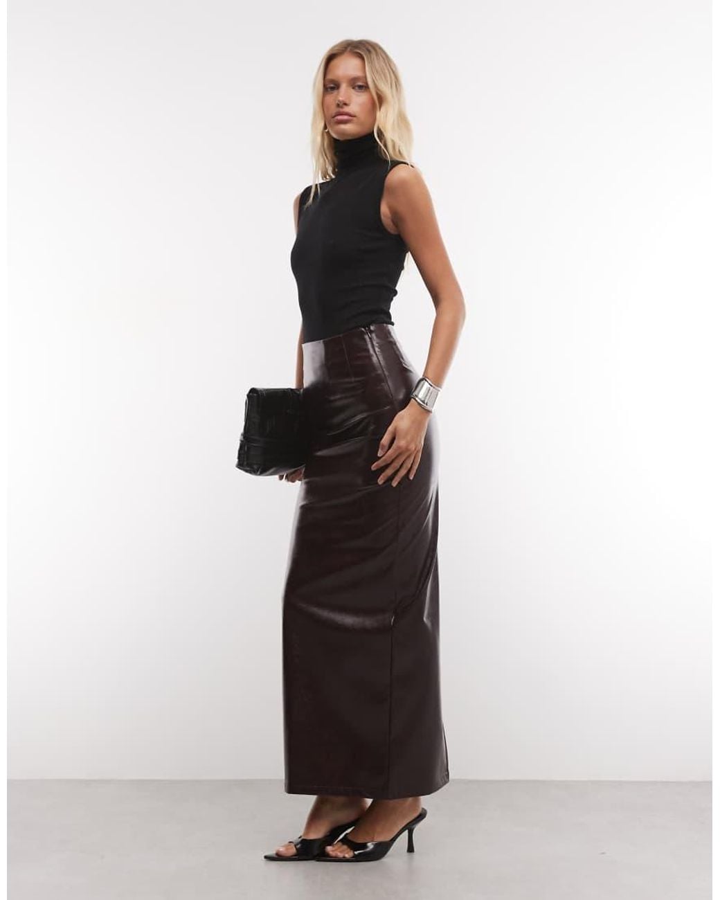 ASOS Multicolor Hi Shine Textu Corset Seam High Waist Maxi Skirt
