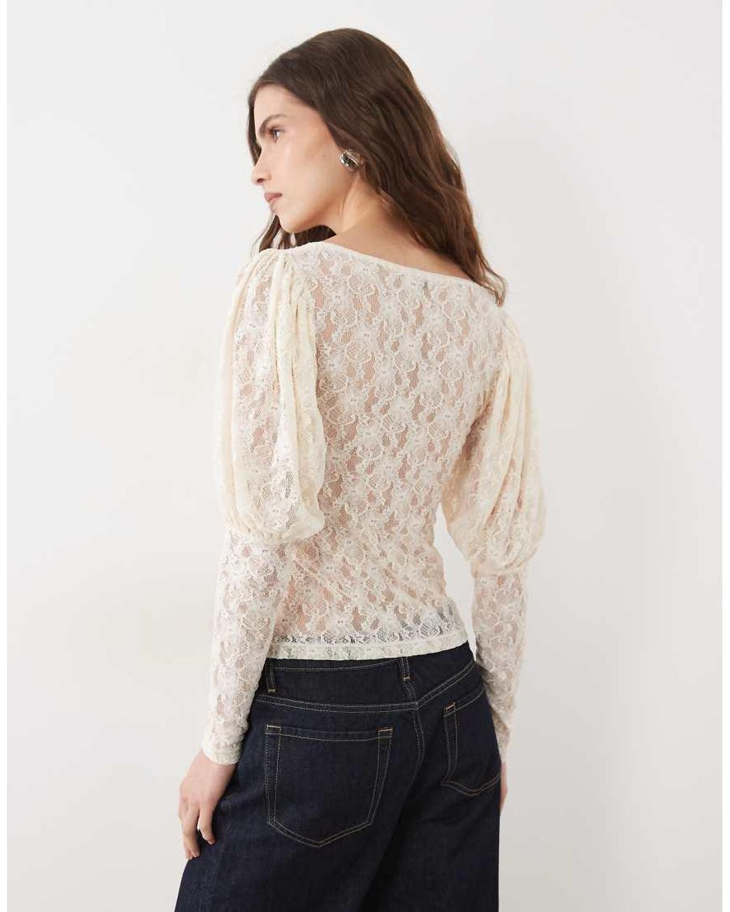 Miss Selfridge White Long Sleeve Top With Puff Sleeve