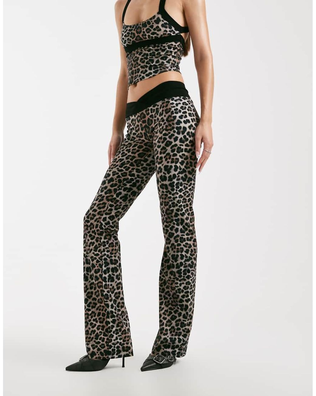 I.AM.GIA Multicolor Blare Sculpting Slinky Contrast Crossover Waist Flared Trouser Co-Ord