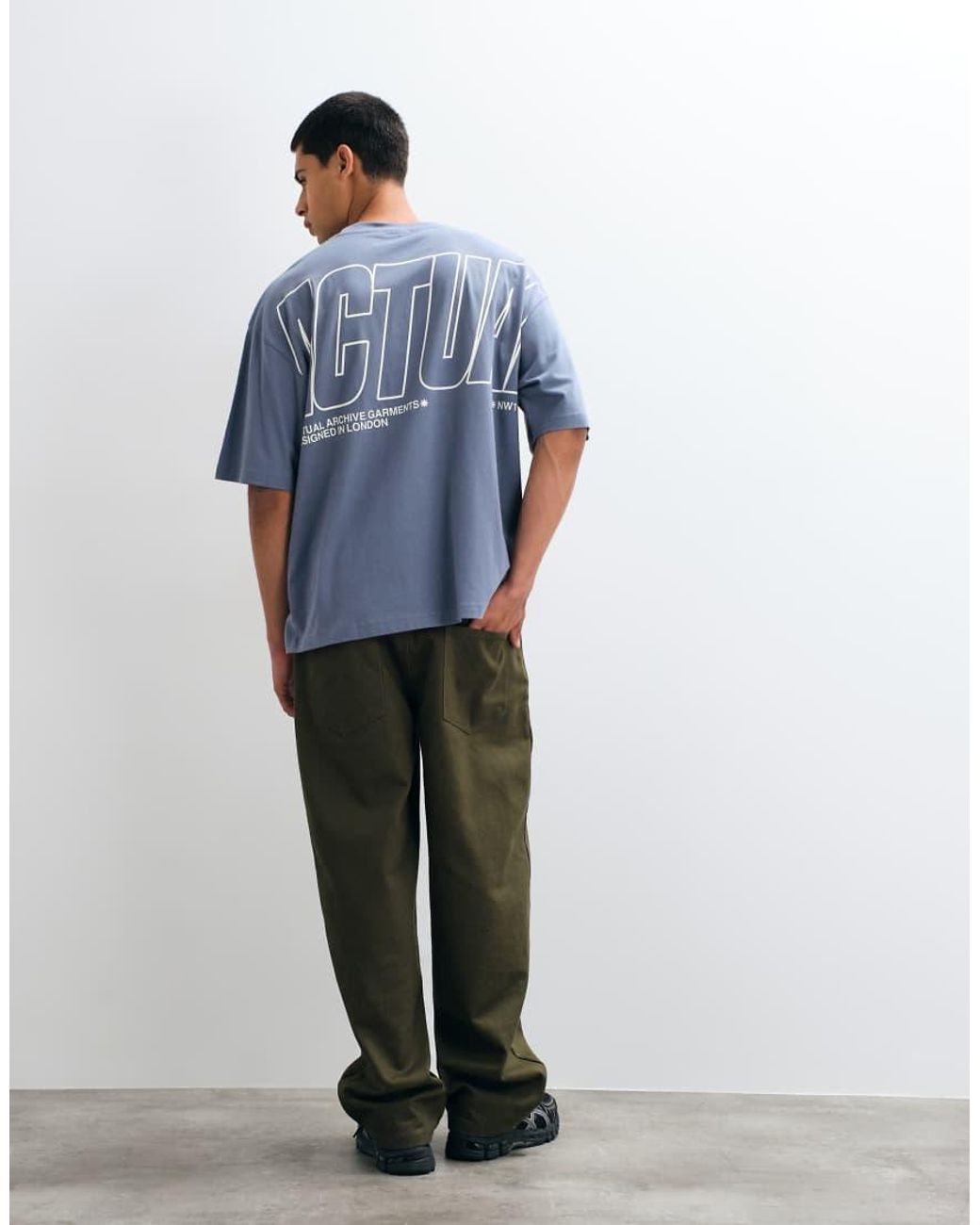 ASOS Blue Oversized T-Shirt With Text Graphic for men