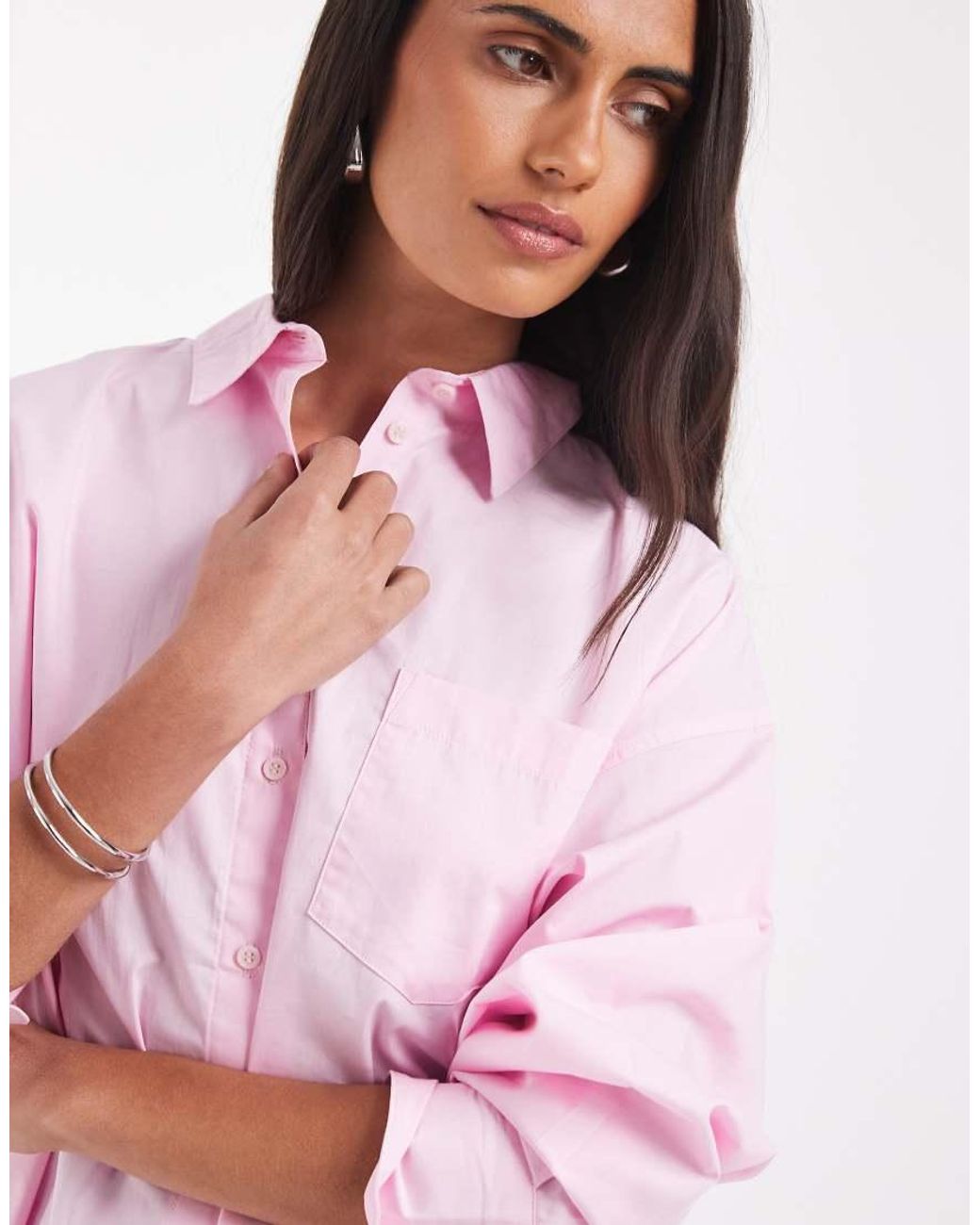 JJXX Pink Jamie Oversized Poplin Shirt
