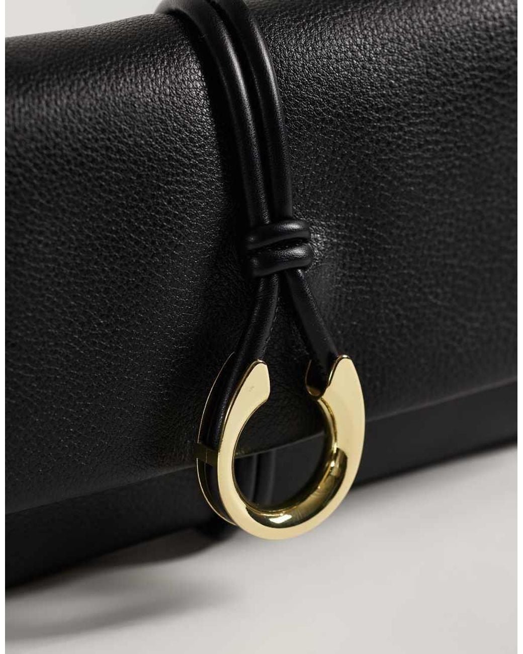 Dolce Vita Black Amina Leather Shoulder Bag With Gold-tone Hardware