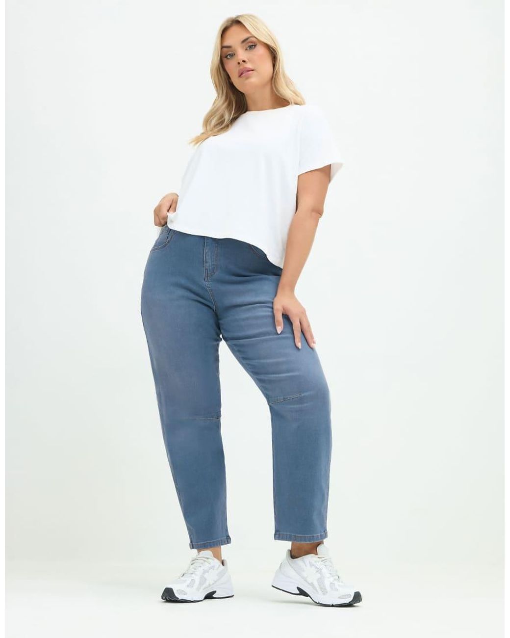 Yours Clothing Blue Barrel Leg Jeans