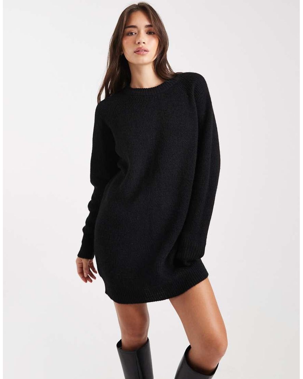 Miss Selfridge Black Crew Neck Knitted Mini Dress