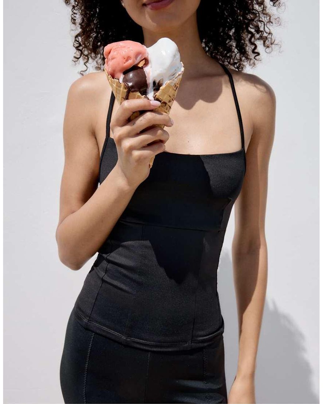 Stradivarius Black Corset-detail Top