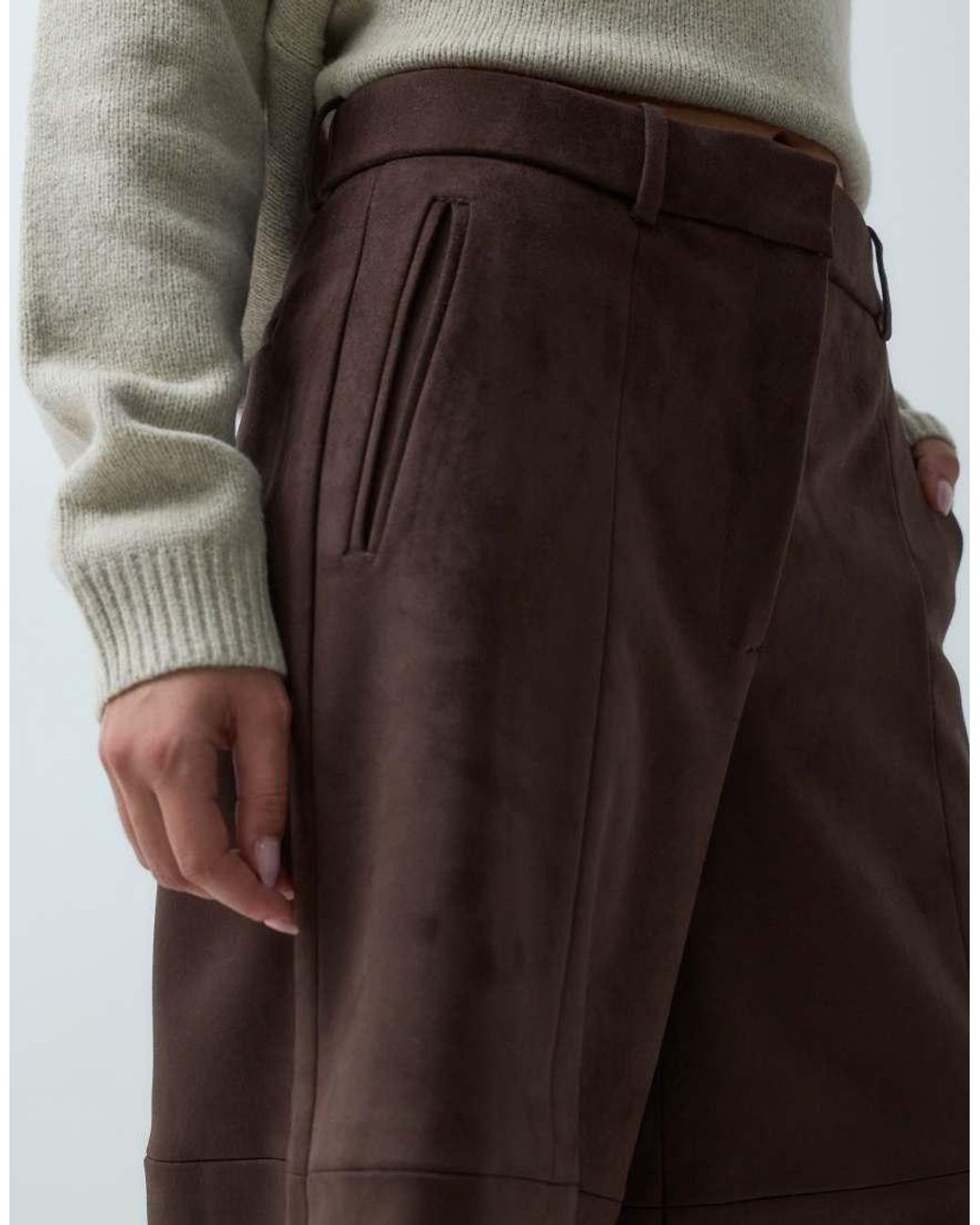 Abercrombie & Fitch Brown High Rise Faux Suede Culottes