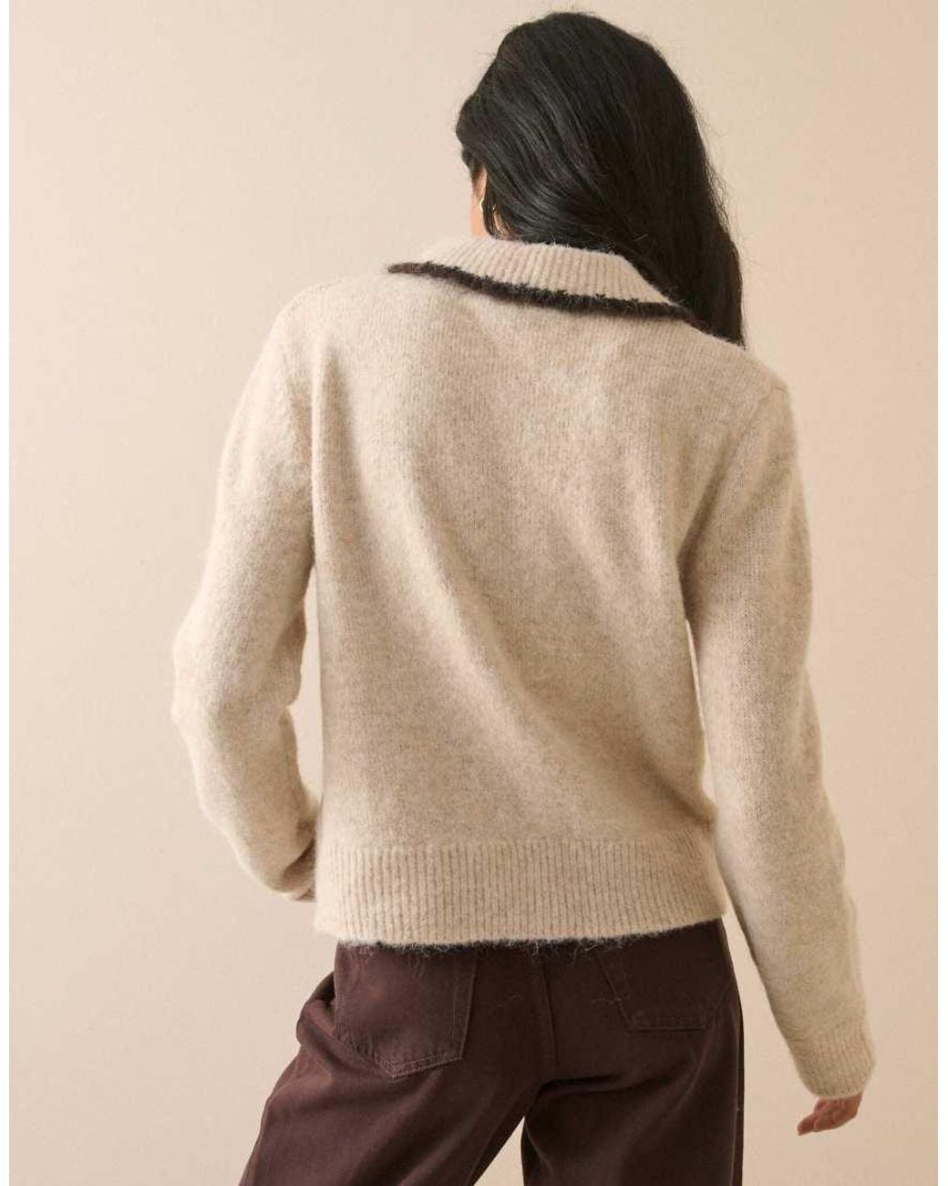 Nobody's Child Natural Contrast Collar Cardigan