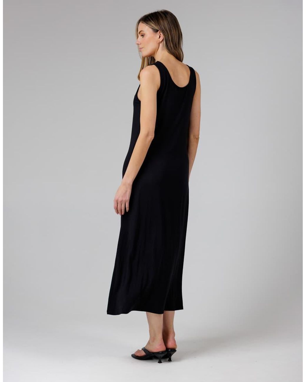 French Connection Black Sleeveless Scoop Neck Flowy Maxi Dress