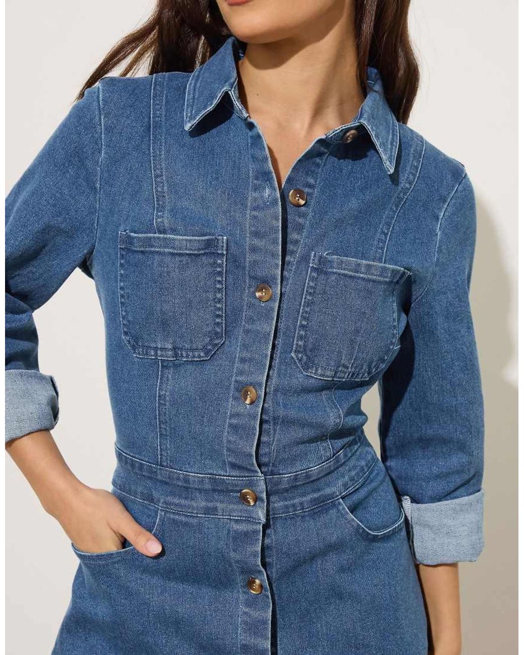 PixieGirl Blue Petite Denim Maxi Dress