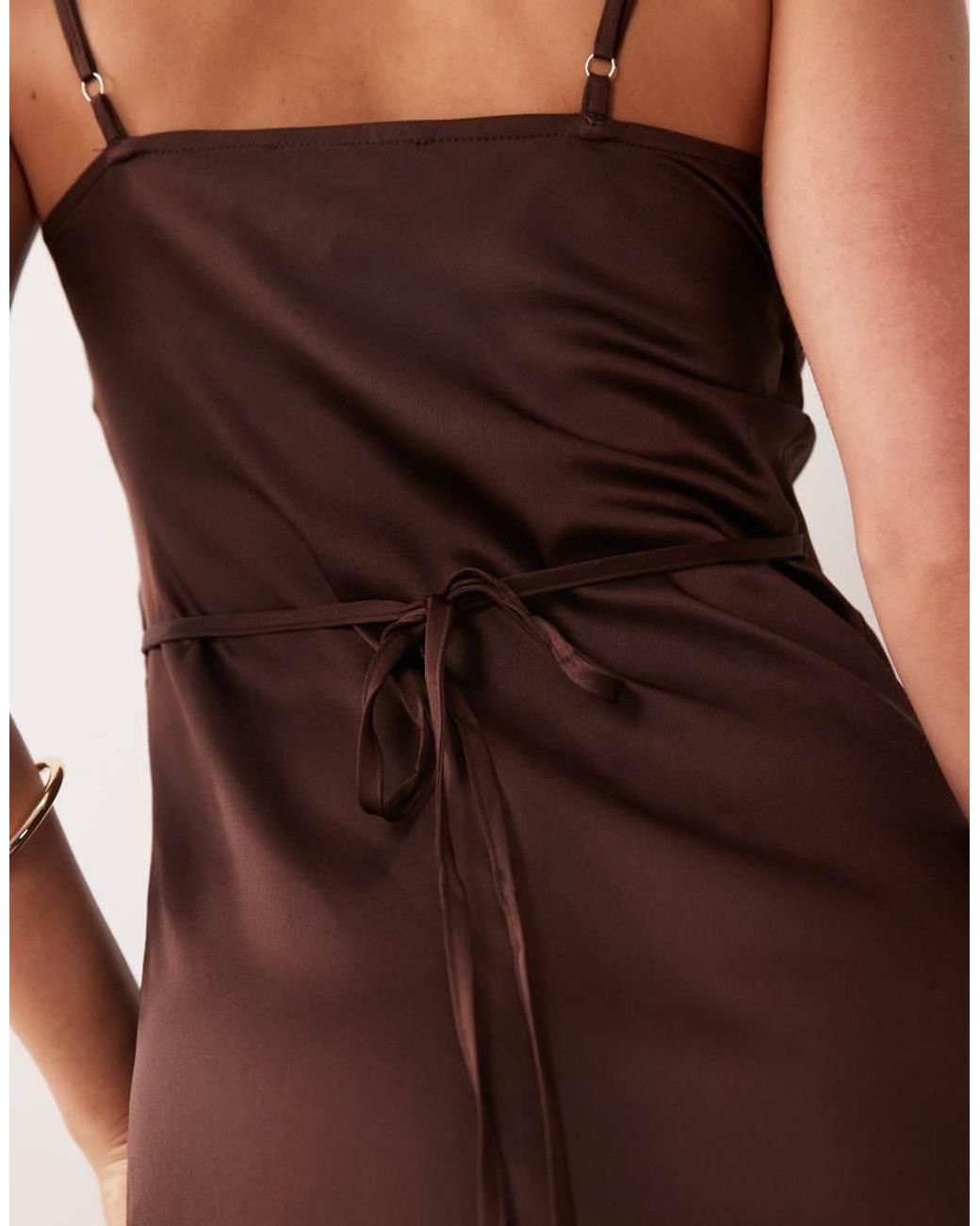 New Look Brown Satin Cowl Neck Midi Dress