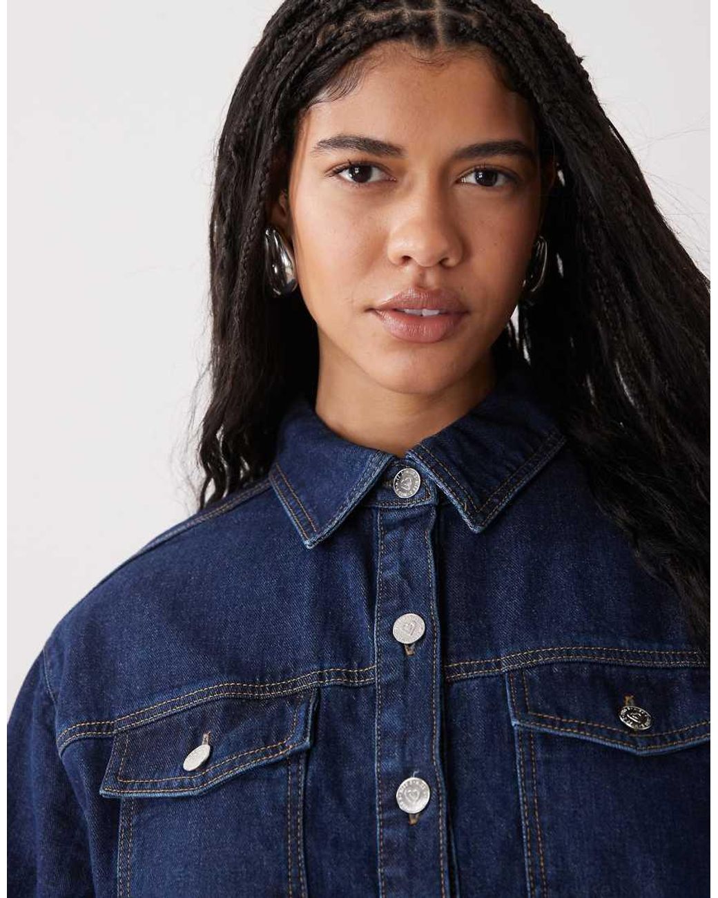 Miss Selfridge Blue Long Sleeve Easy Denim Shirt