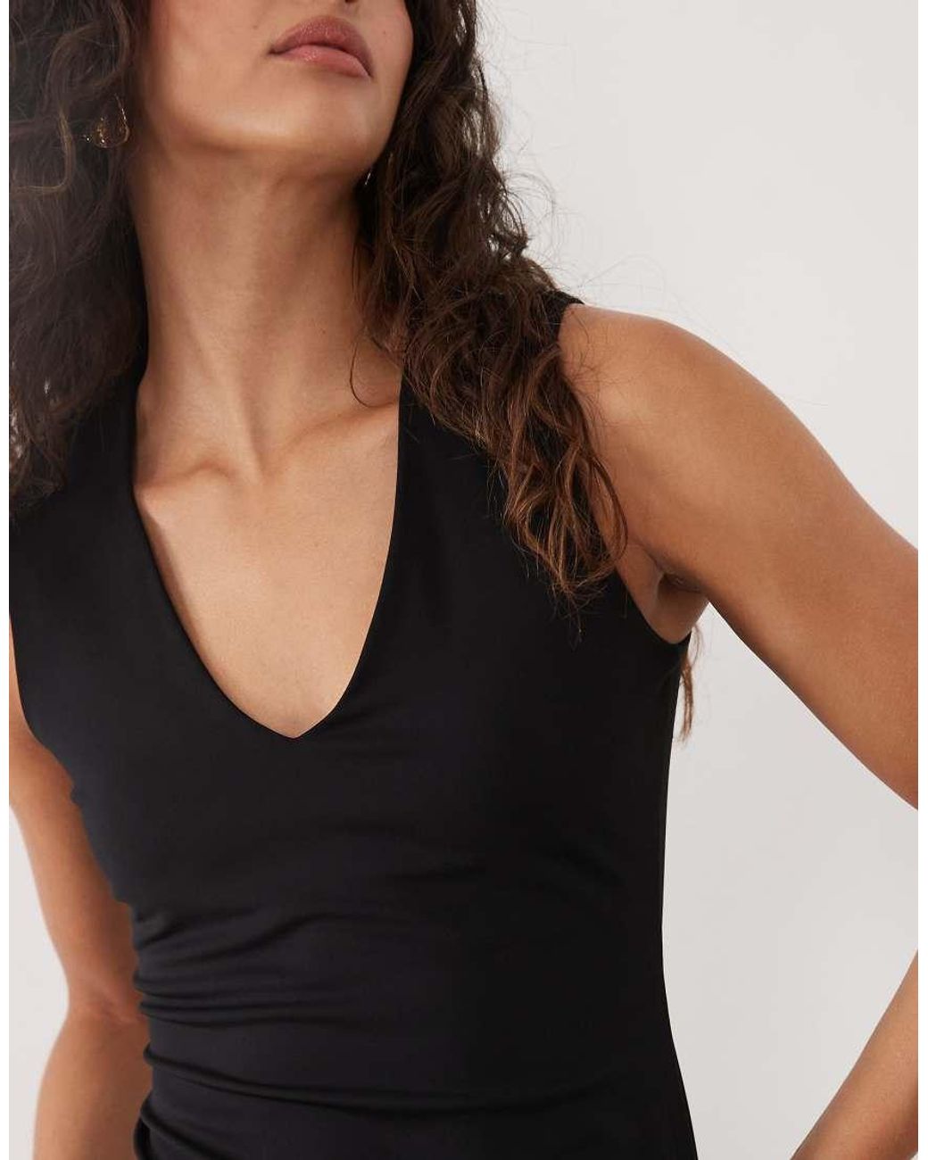 Mango Natural V Neck Sleeveless Midi Dress
