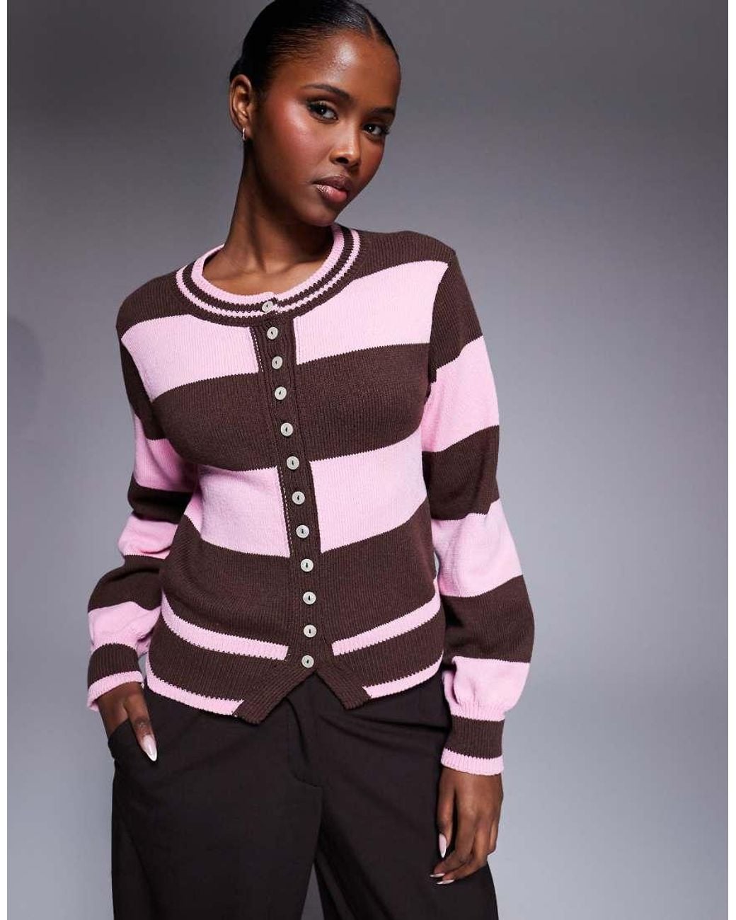 River Island Brown Striped Cardigan
