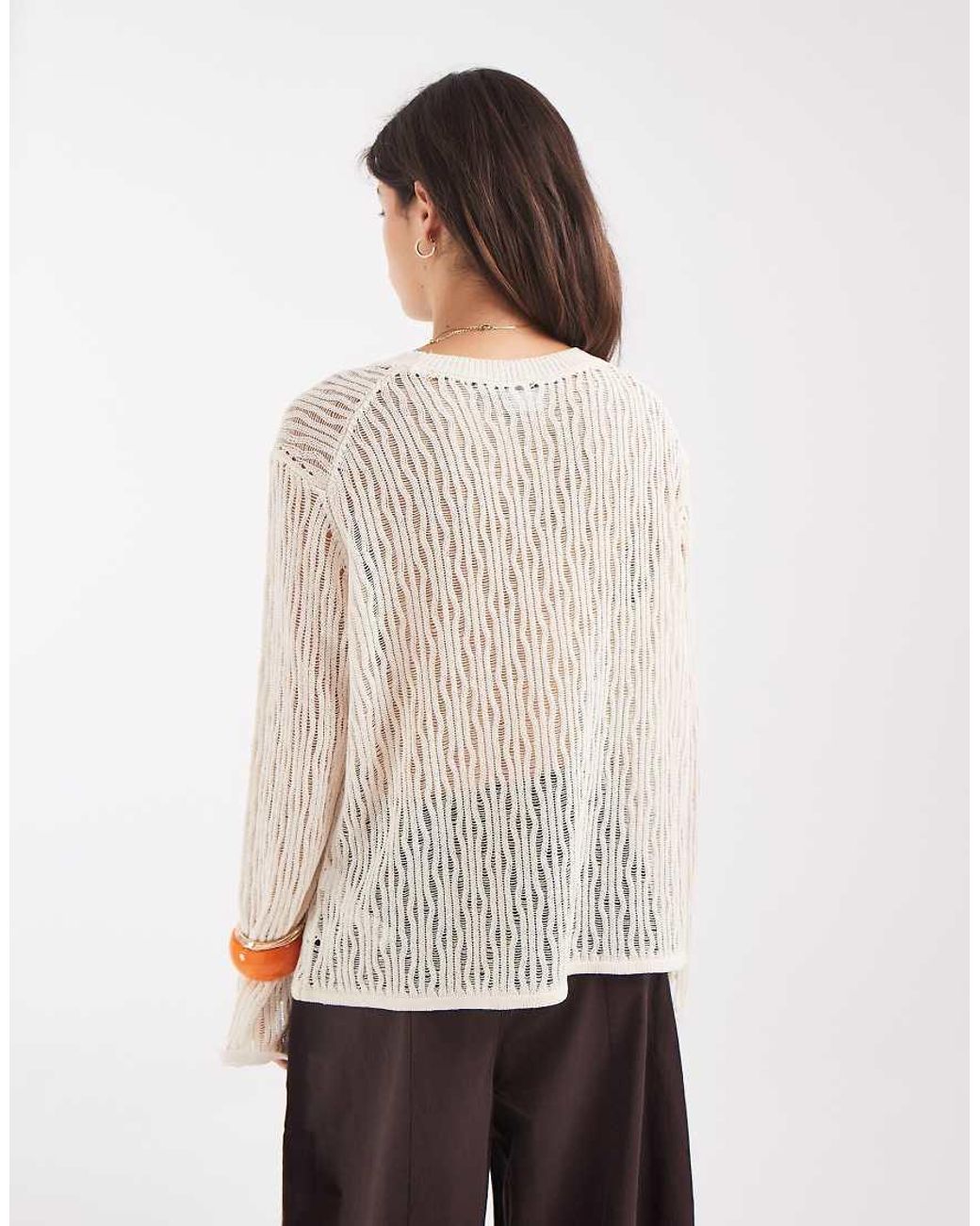 ASOS White Knitted Pointelle Jumper