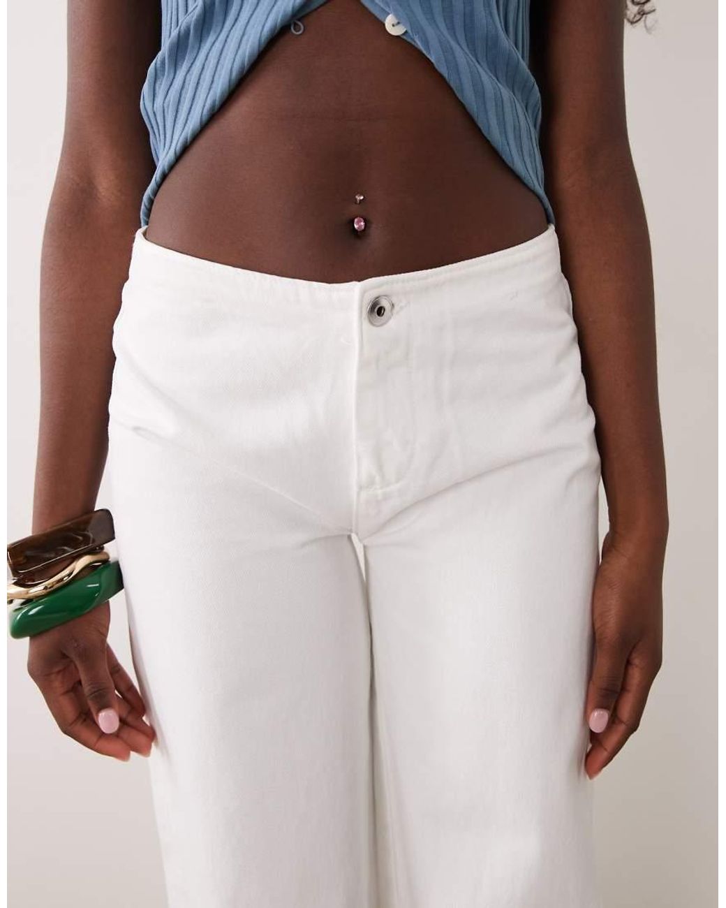 Mango White Teen Straight Leg Jeans