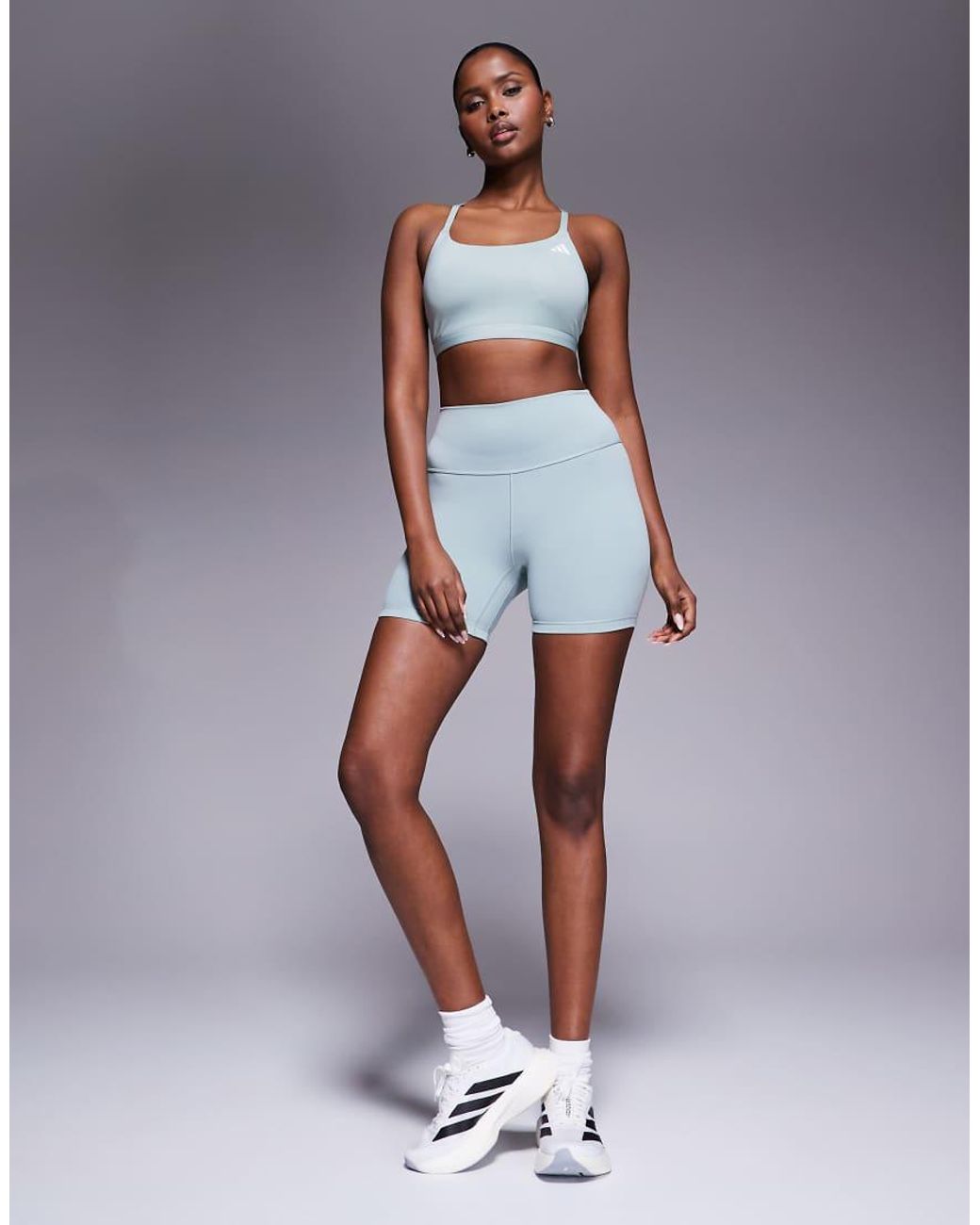 Adidas Originals White Adidas Training Optime Essentials Light Support Sports Bra