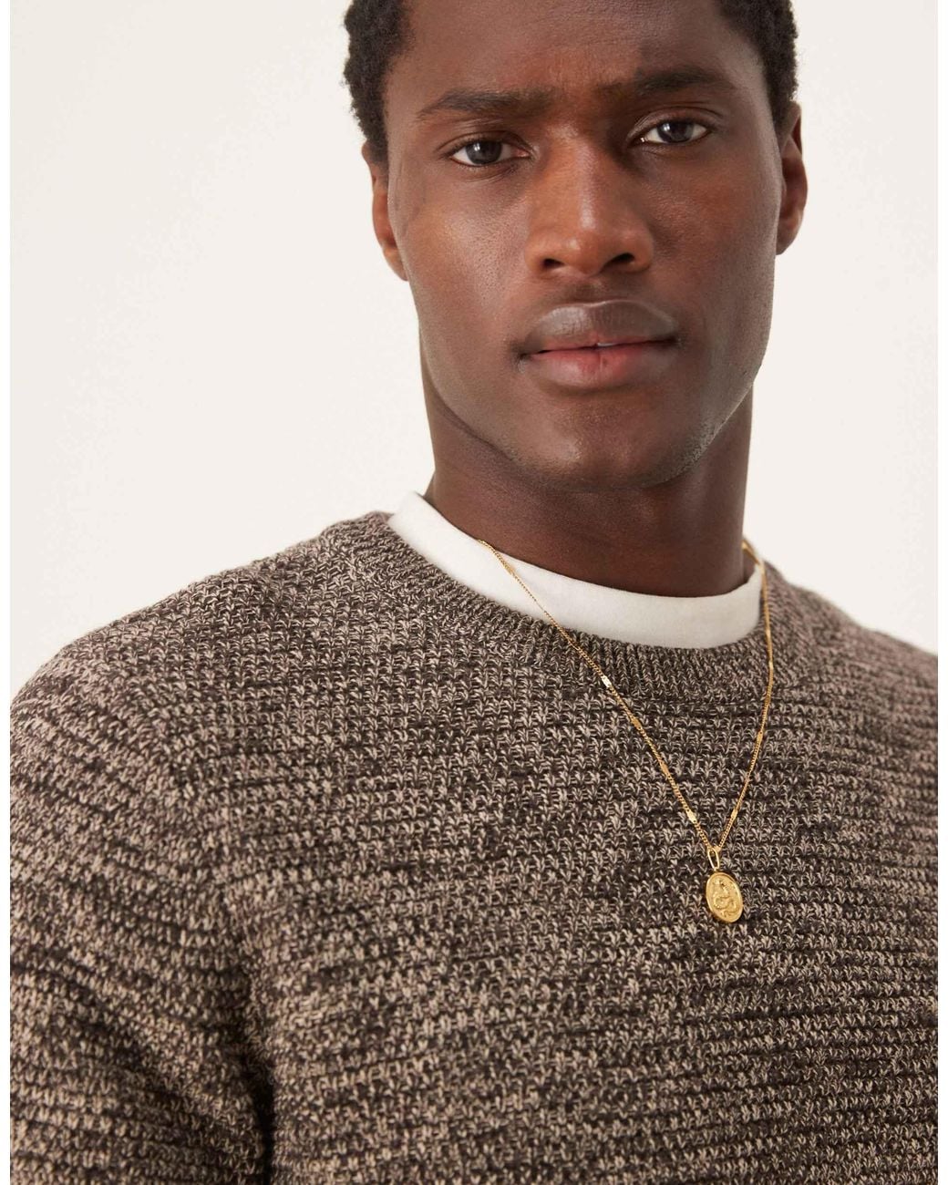 SELECTED Brown Textured Knitted Jumper for men