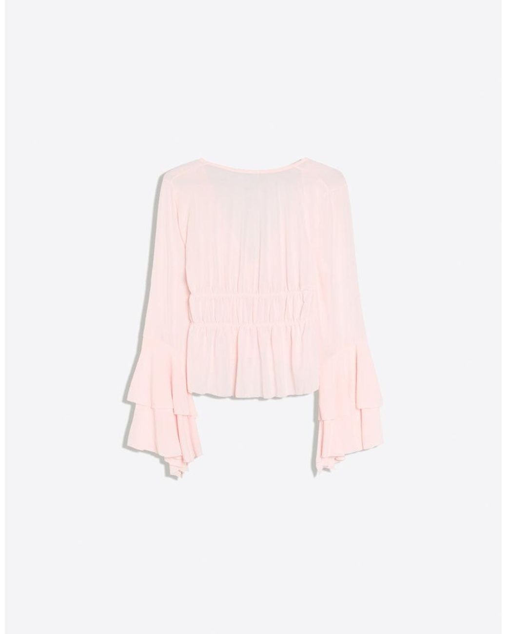 Bershka Brown Flowy Frilled T-Shirt