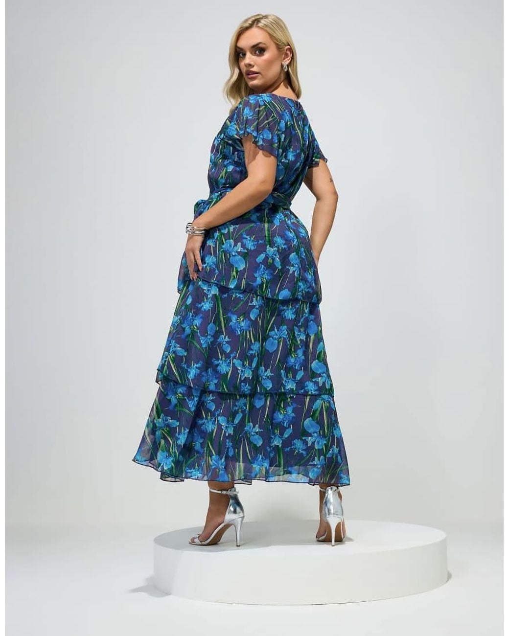 Yours Clothing Blue Floral Tiered Maxi Dress