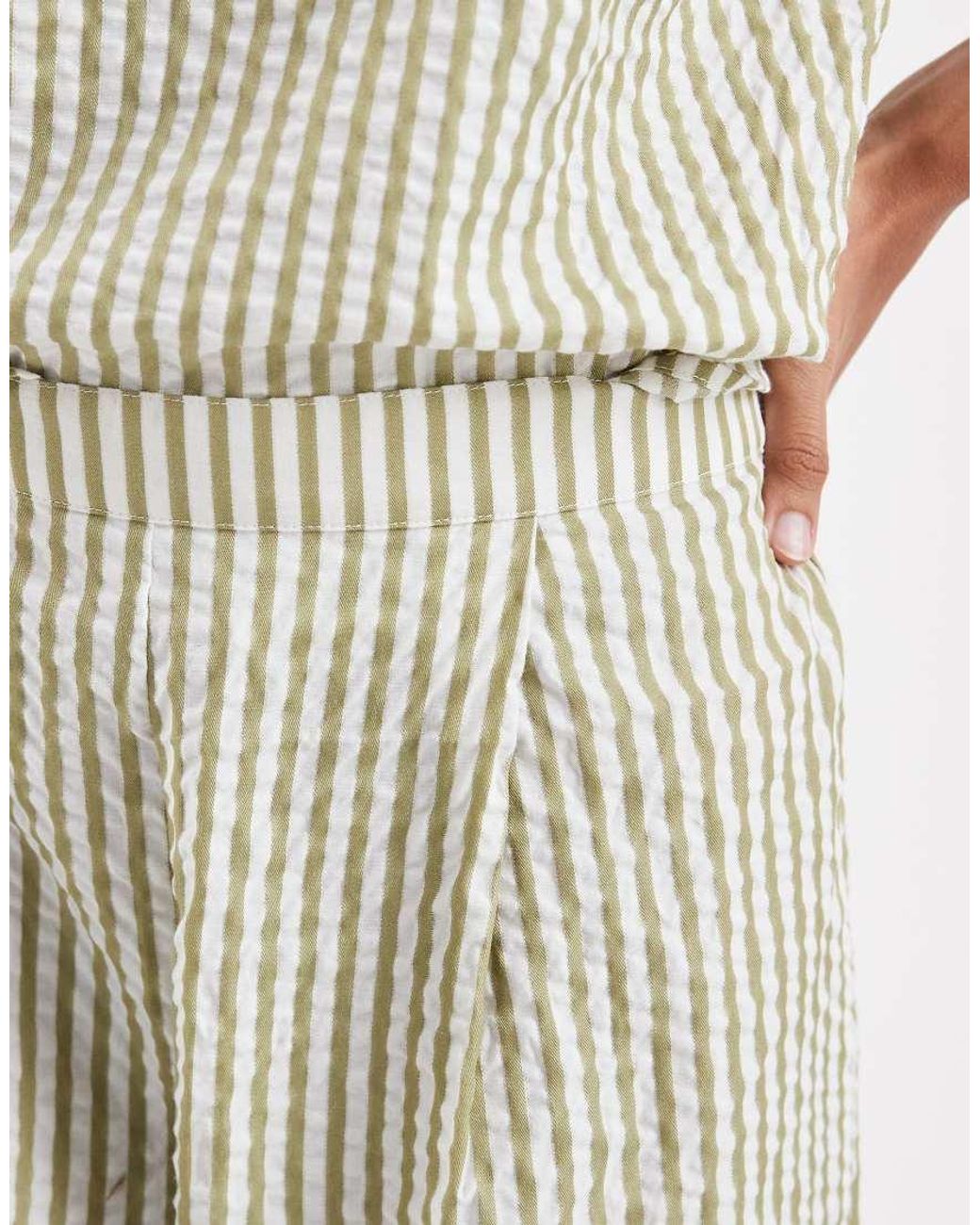 ASOS Natural Seersucker Co-ord Volume Trouser
