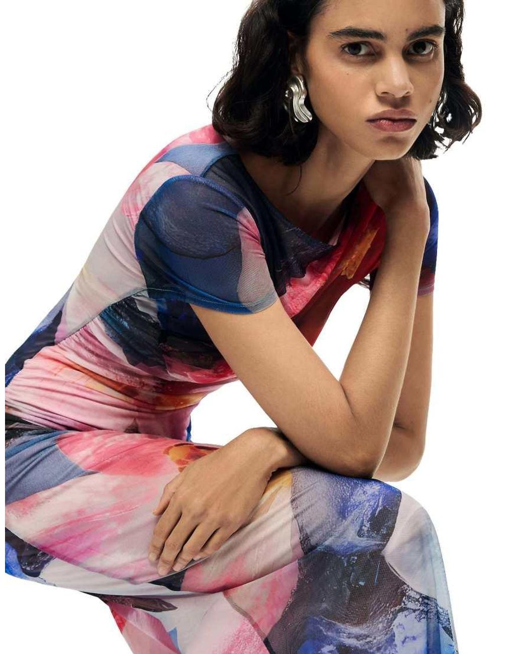 Desigual White Sleeveless Printed Dress