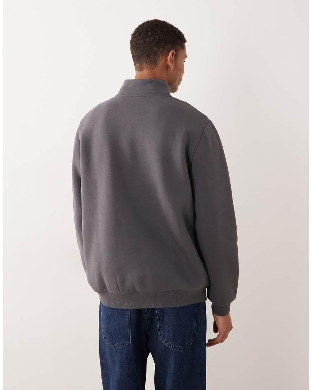 ASOS Gray Essentials Half Zip Sweatshirt for men