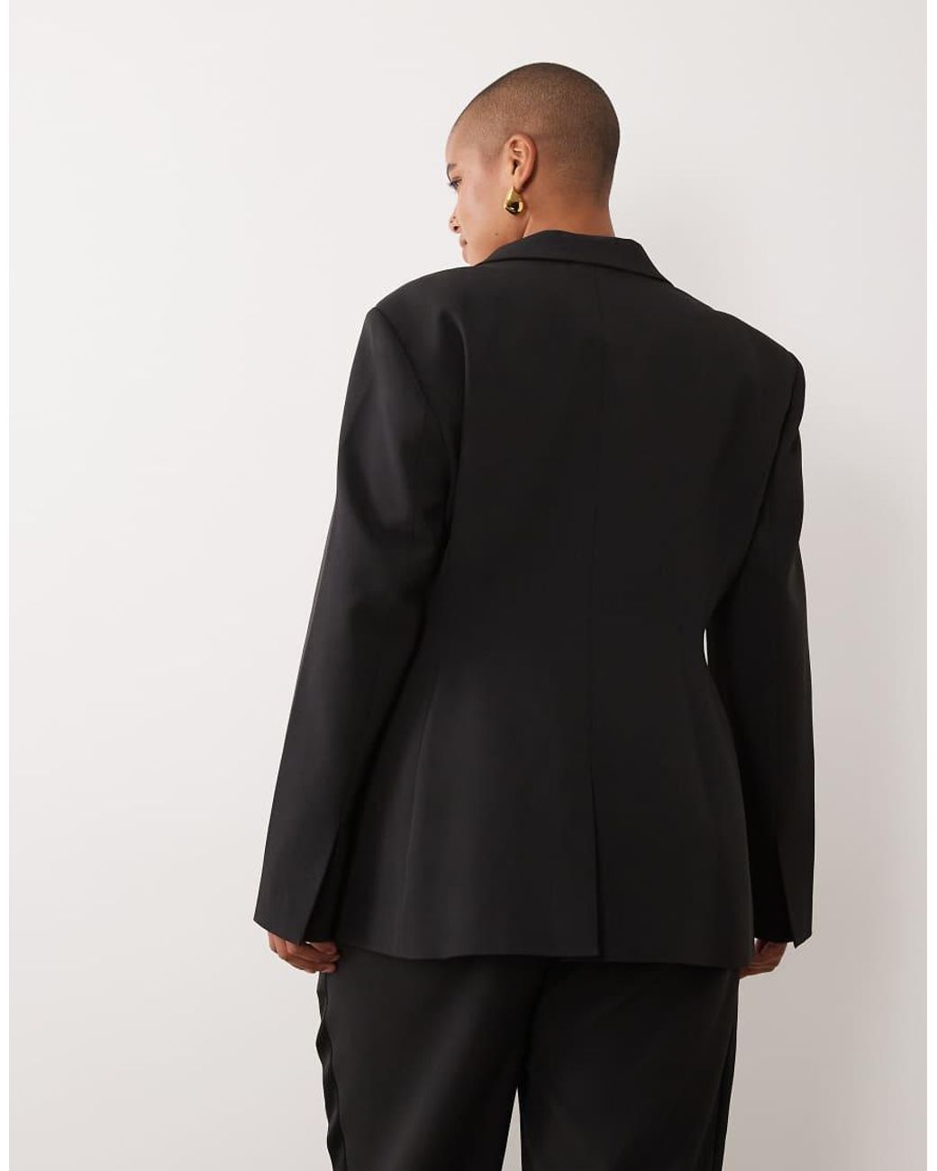 ASOS Black Curve Tailored Moulded Hip Tux Blazer