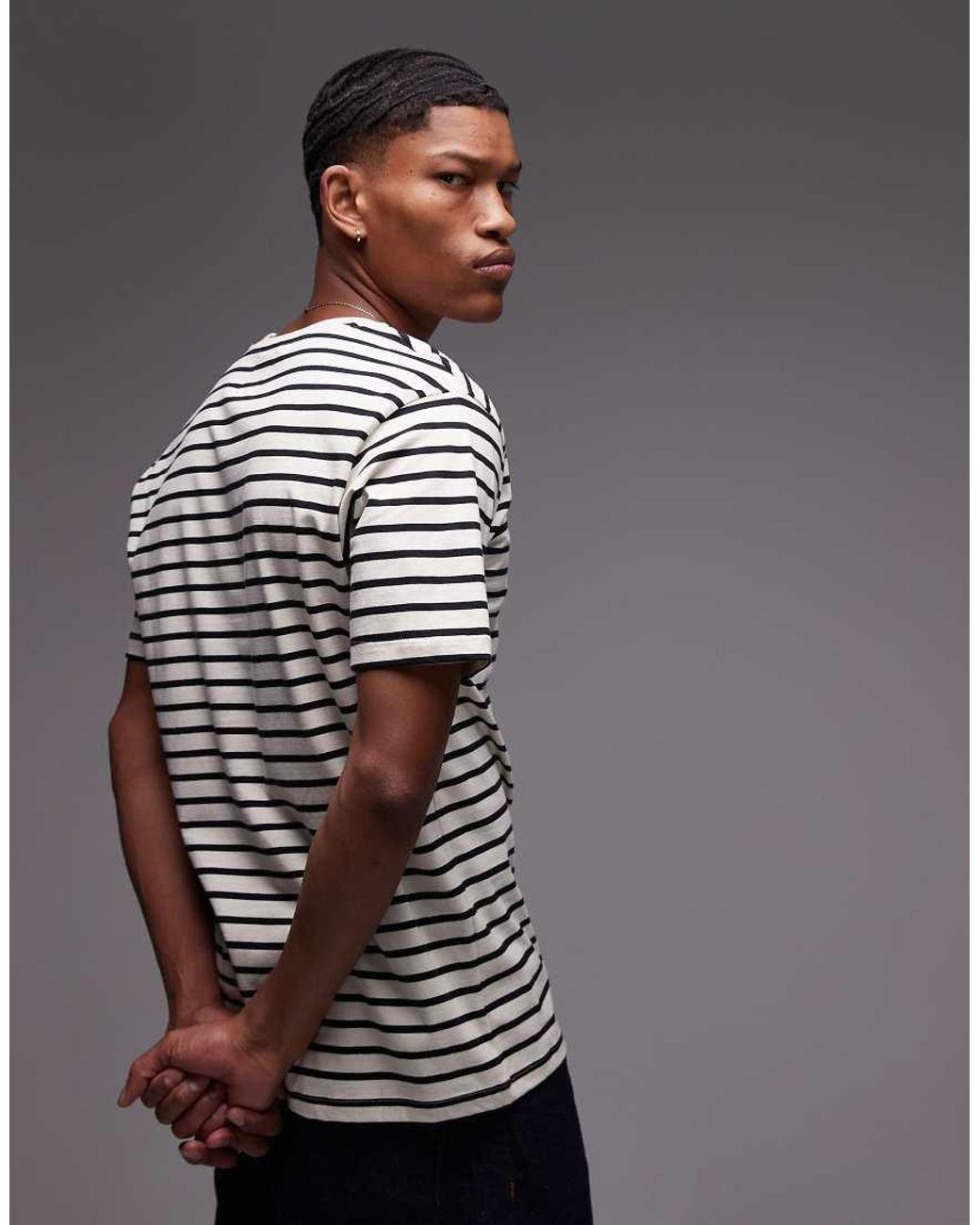DOUBLE A by WOOD WOOD Gray Ace Logo Cotton T-shirt for men