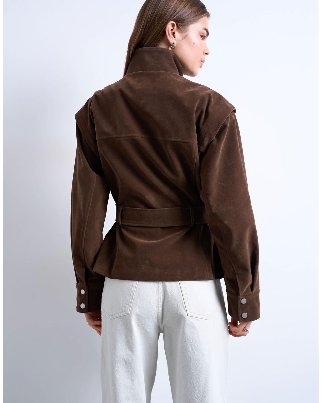 TOPSHOP White – jacke aus wildlederimitat