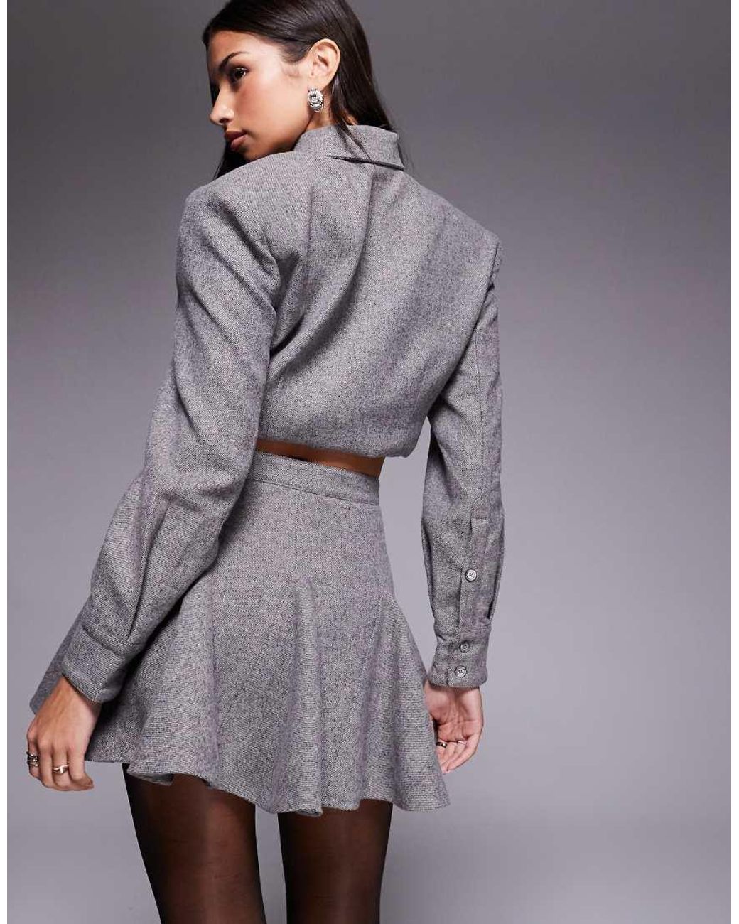 Wanderdoll Gray Blair Tailored Pleated Mini Skirt Co-ord