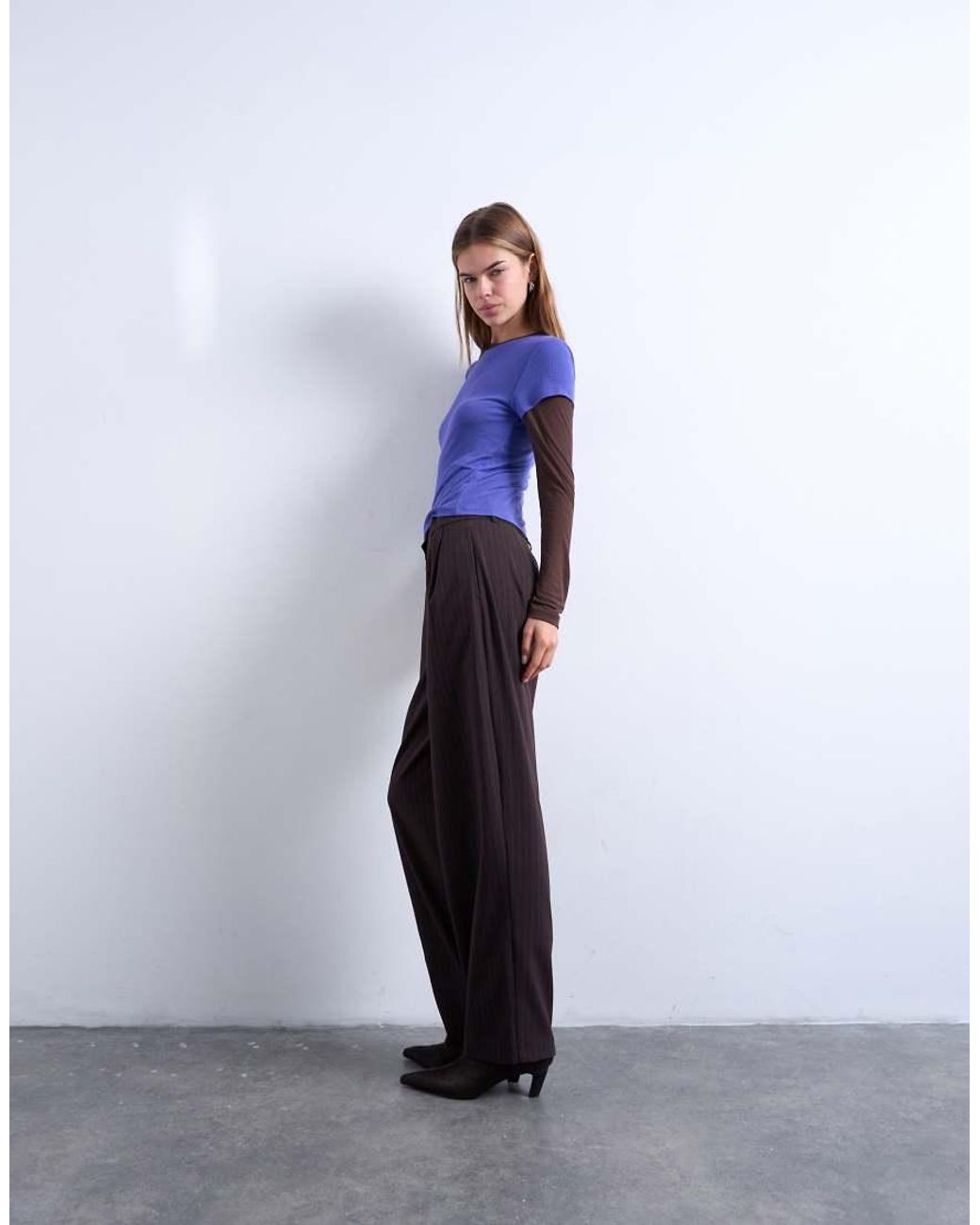 TOPSHOP Blue Tailored Pleated Ovoid Trouser