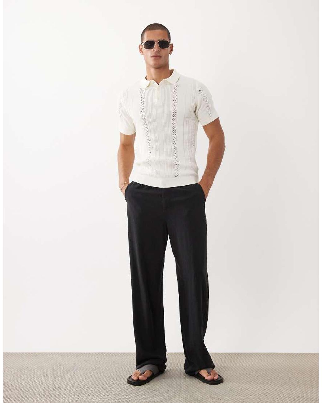 Polo A Maniche Corte di Threadbare in White da Uomo
