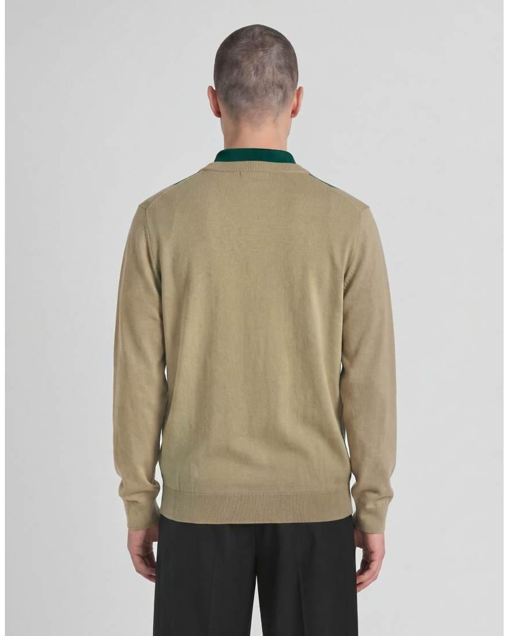 Lyle & Scott Green Mid Knits Argyle Knitted V-Neck Jumper for men