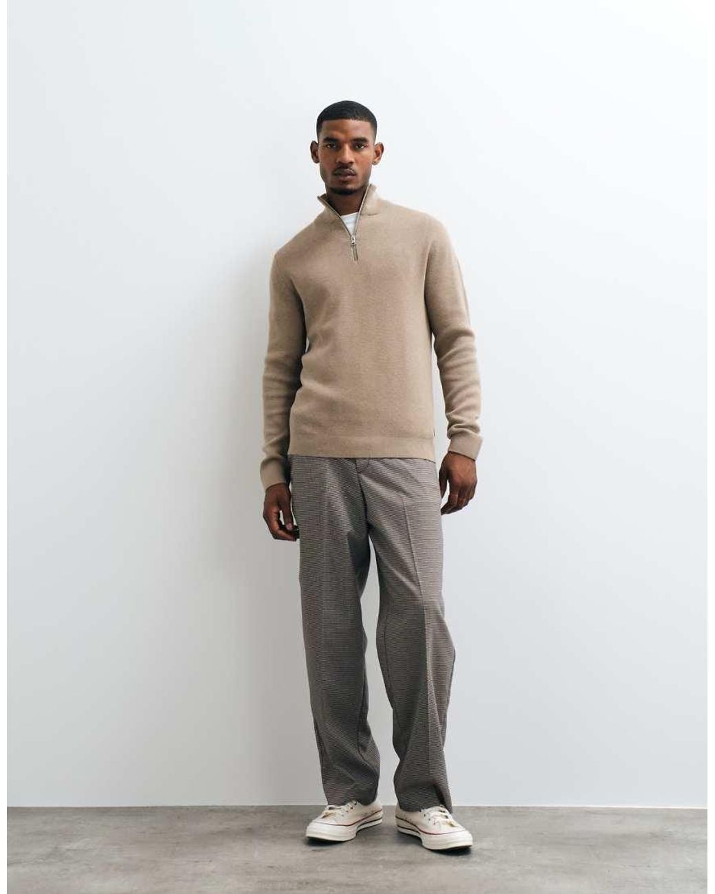Jack & Jones Natural Premium 1/4 Zip Knit Jumper for men