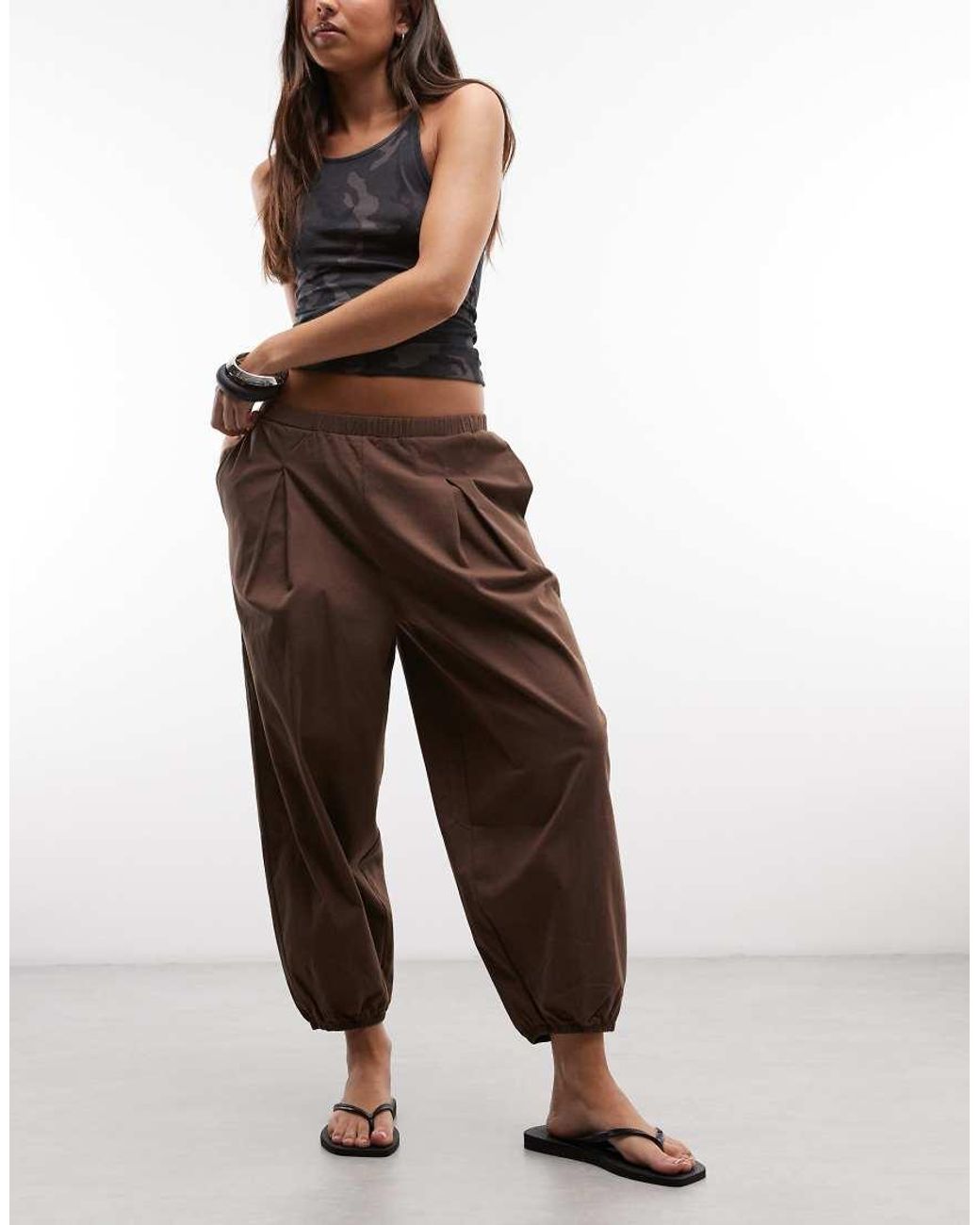Reclaimed Vintage Brown Poplin Bloomer 3/4 Trousers