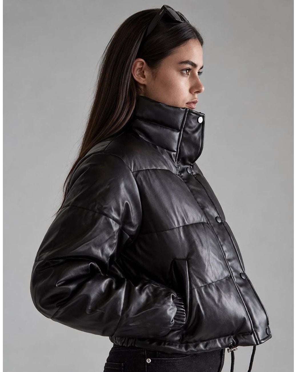 Glamorous Black Puffer Cropped-Jacket