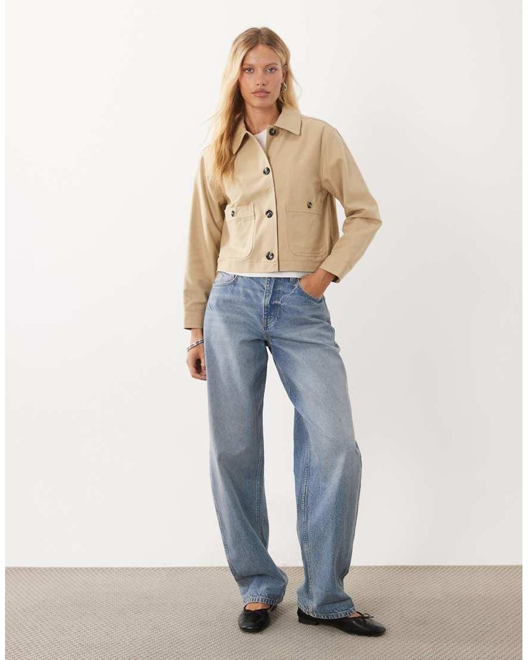Mango Blue Teen Cropped Trench