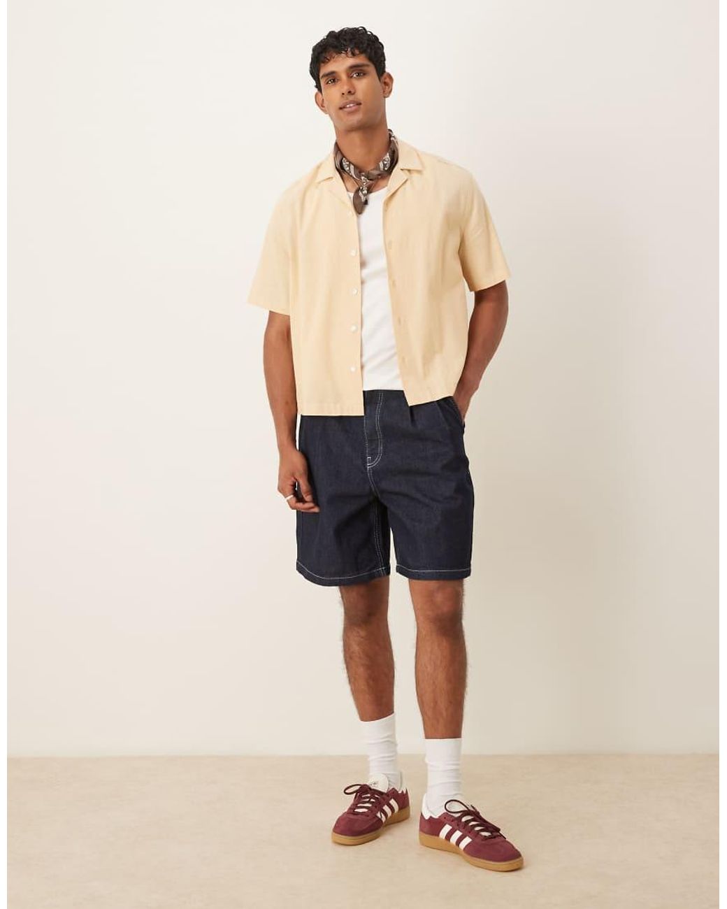 ASOS Blue Mid Length Denim Jort With Double Pleats for men