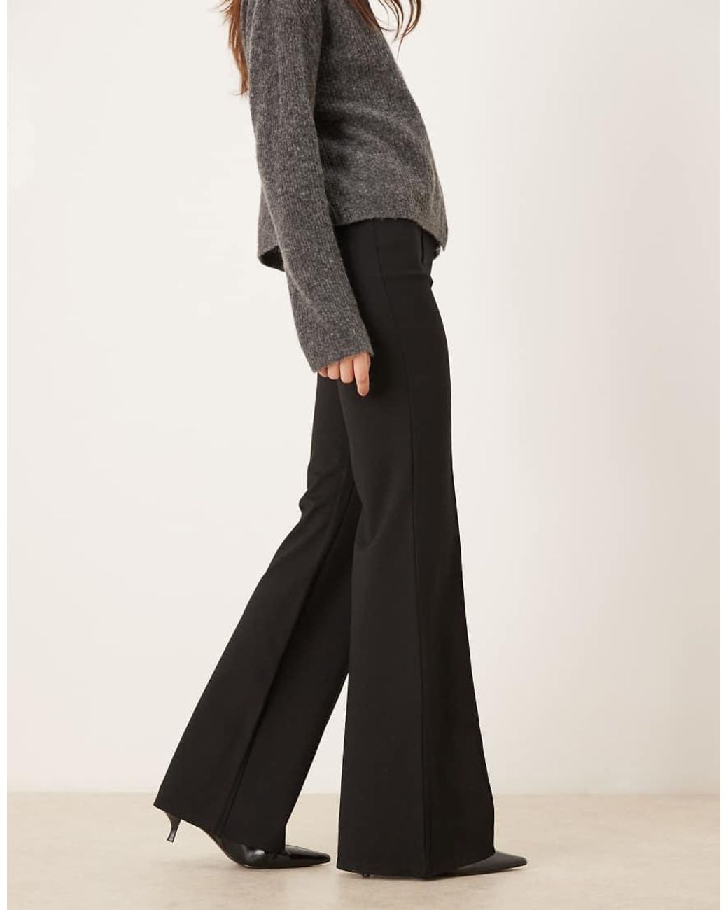 Mango Black Seam Detail Flared Trouser