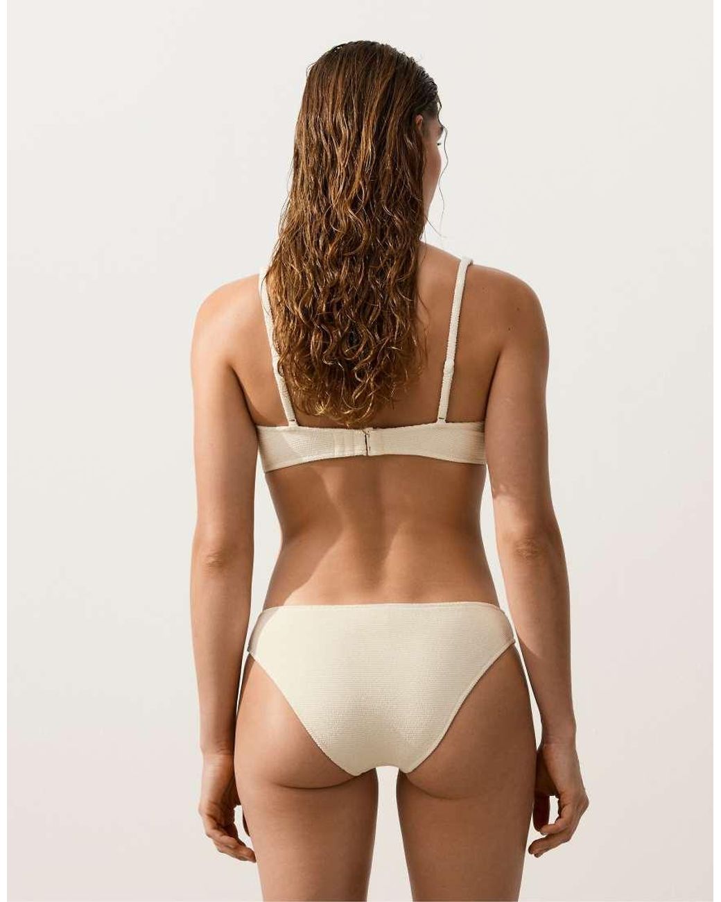 Oysho Brown Crinkle Halter Bikini