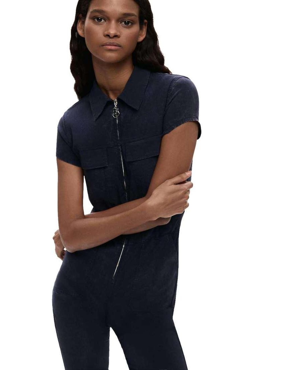 Desigual Blue Long Jumpsuit Zipper