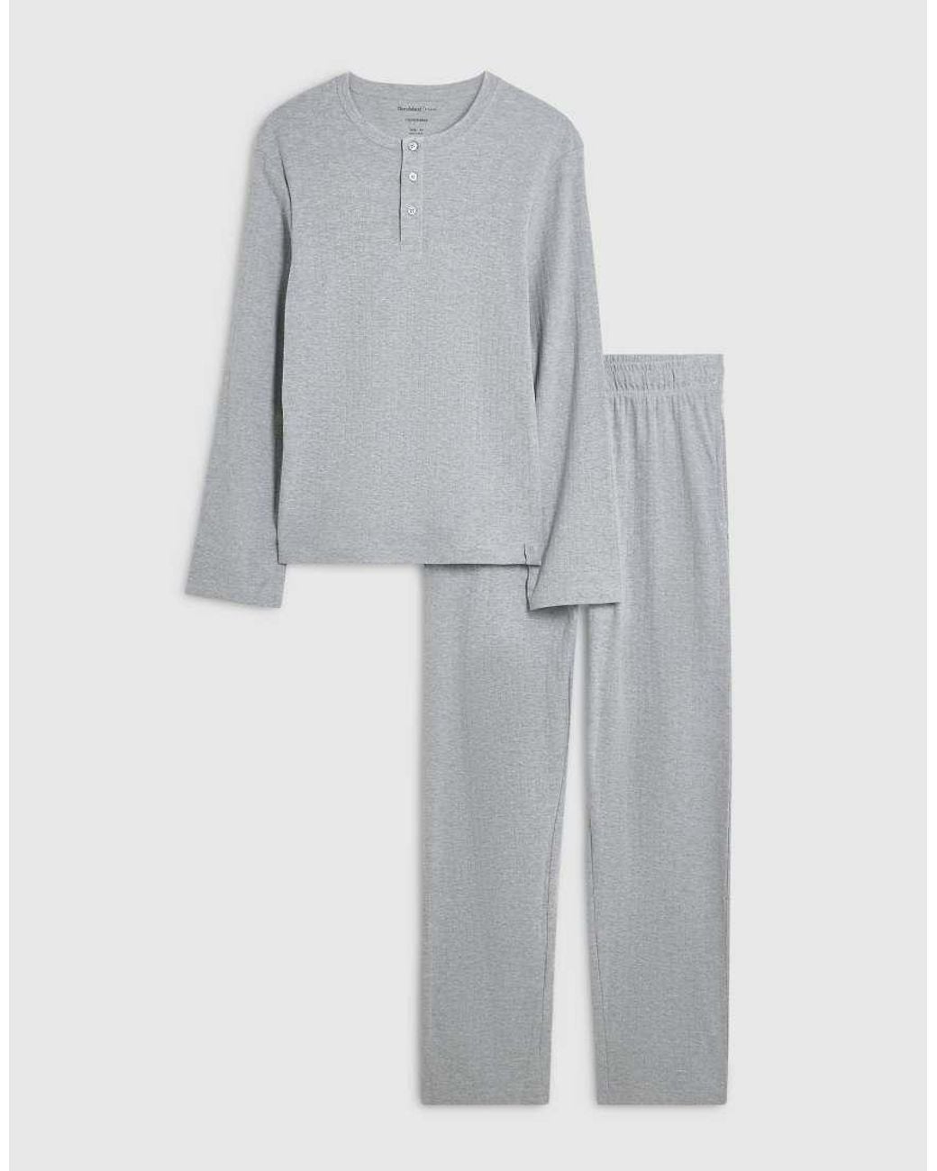 River Island Gray Muscle Fit Rib Loungewear Set for men