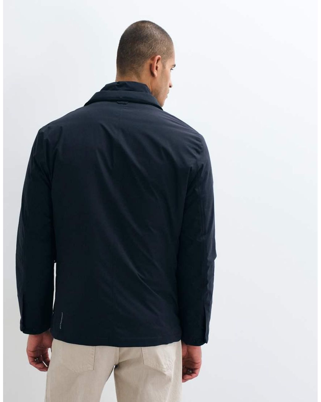 Mango Blue Padded High Neck Jacket for men