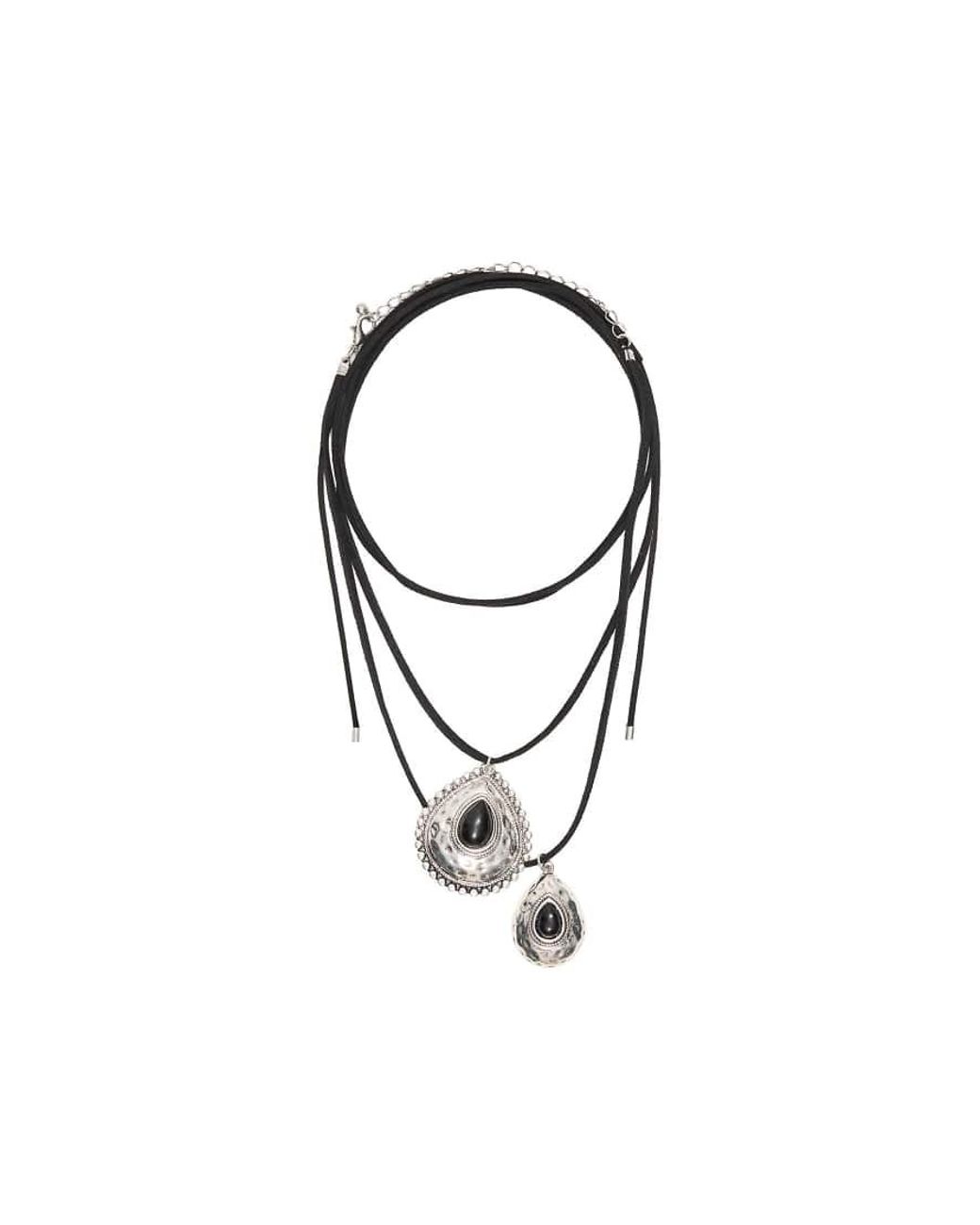Bershka Black Pack Of 2 Stone Pendant Necklaces