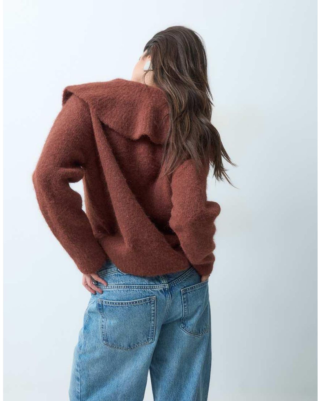 ASOS Brown Waisted Collared Cardigan