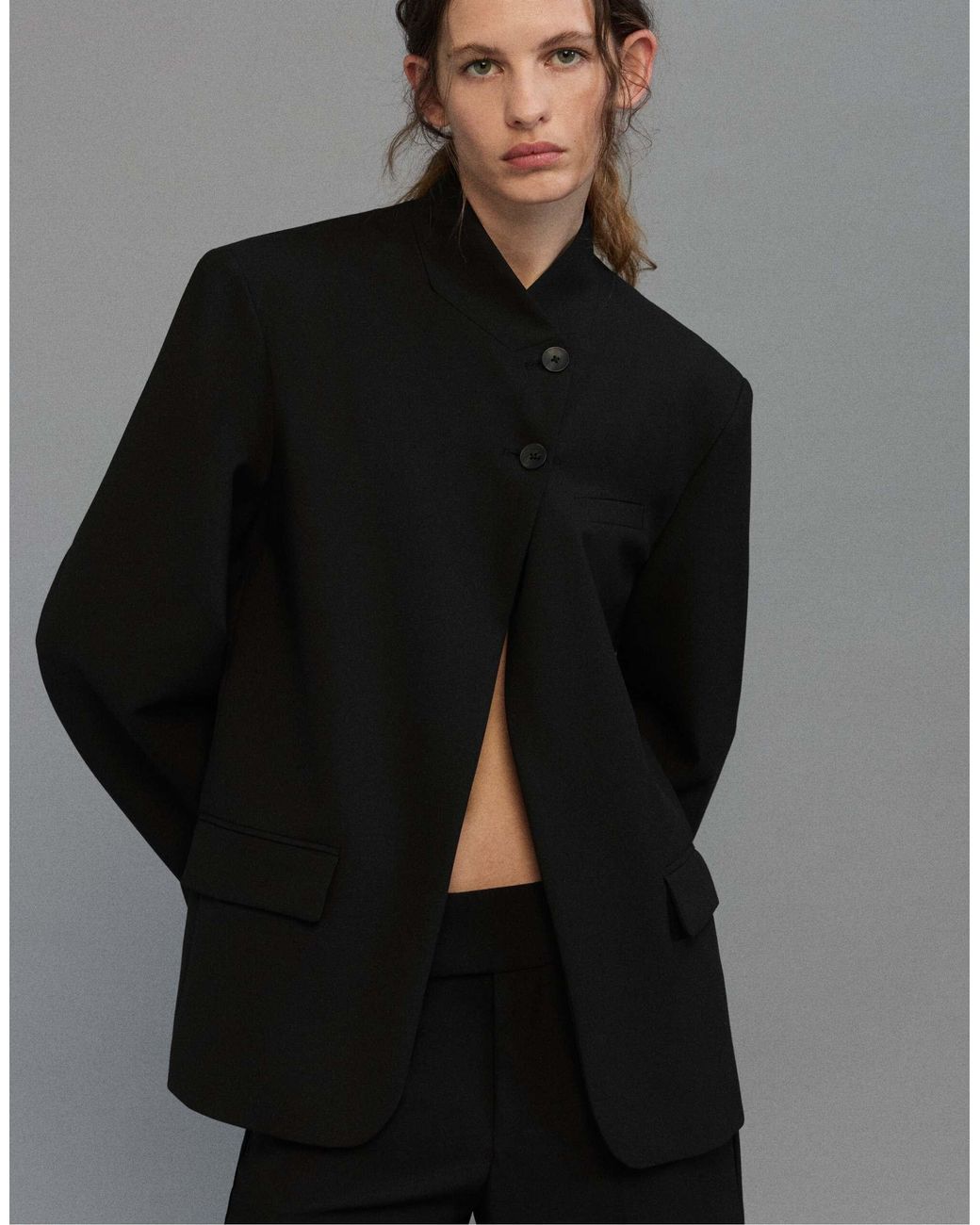 Pull&Bear Black Regular doppelreihiger blazer