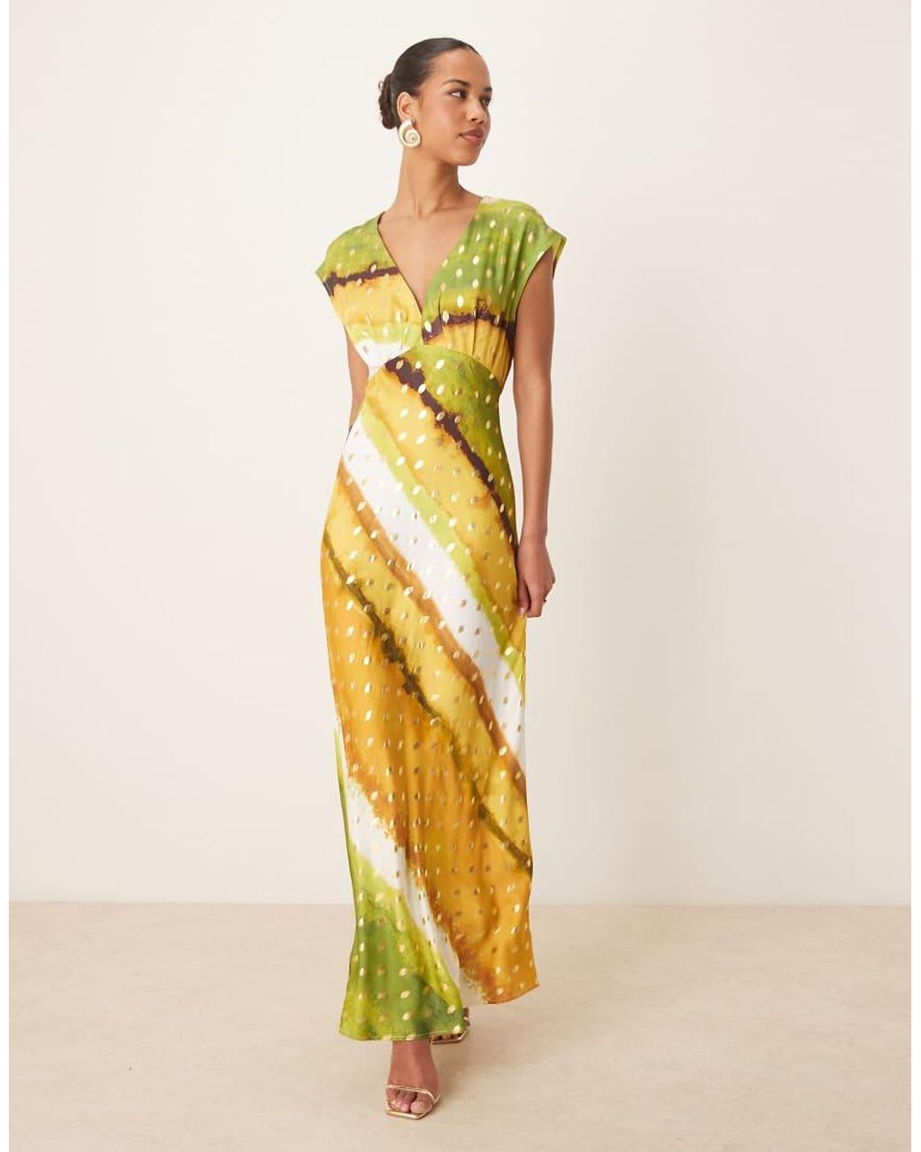 Never Fully Dressed Yellow Metallic Midaxi Dress