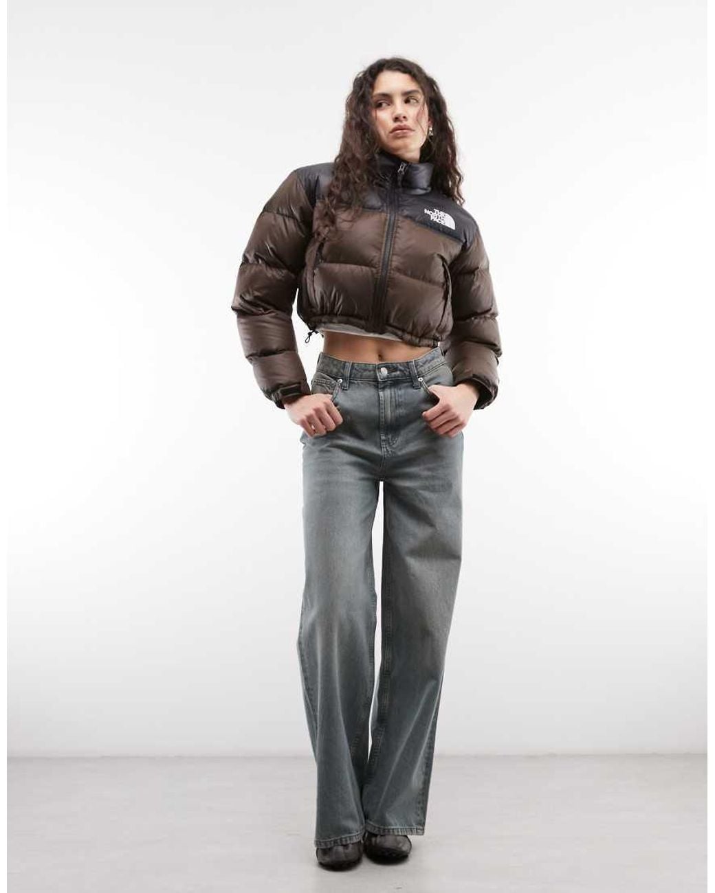The North Face Gray Nuptse Cropped Jacket